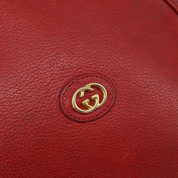 GUCCI Shoulder Bag Leather Red Gold Auth - Picture 10 of 16